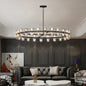 (L005030-D48-P48B/W1340P310779)48 Inches Luxury Chandeliers Crystal Living Room Decorative Lights Simple Modern Dining Room LED Lighting,for Home Decor (Bulbs Included) Black