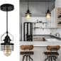 Industrial Black Pendant Light Metal Cage Pendant Lights Dining Room Hanging Lighting for Kitchen Island Living Room Bedroom Entryy Barn Farmhouse,Spring Shade,E26 Bulb(1 Light)