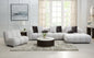 Manilla Ivory White Linen Sectional Sofa with Chair