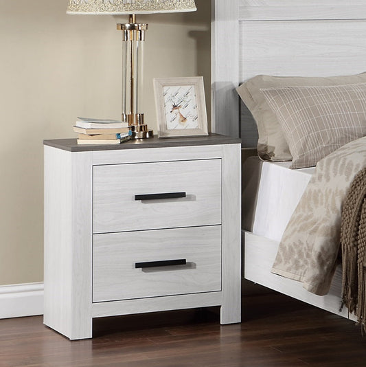 White Color 1pc Nightstand Paper veneer Bedroom Furniture 2-Drawers Bedside Table