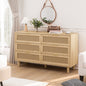 51.18'6-Drawers Rattan Storage Cabinet Rattan Drawer with White Drawer Slides,for Bedroom,Living Room,Natural