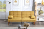 Mustard Polyfiber 1pc Adjustable Tufted Sofa Living Room Solid wood Legs Comfort Couch