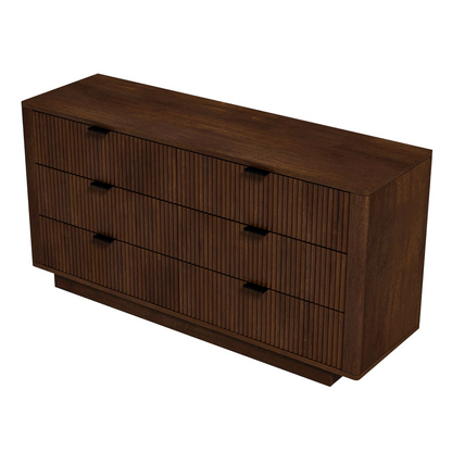 Lola Mid Century Modern Walnut Dresser With 6 Drawers in Dark Brown Solid Wood for Living Room, Dresser for Bedroom Chest of Dresser Storage Organizers Units
