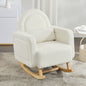 Accent Rocking Chair with Curved Back & Pillow, Ultimate Comfort for Your Home, Teddy Velvet, Cream White