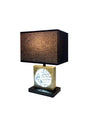 22'H GOLD SQUARE W/ BLACK SHADE CRYSTAL CENTERPIECE WITH NIGHT LIGHT, USB Port + Power  Outlet