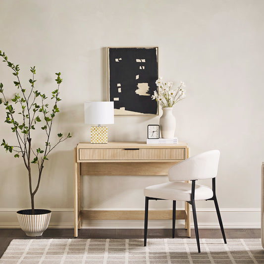 Transitional Reeded Writing Desk with Drawer - Oak