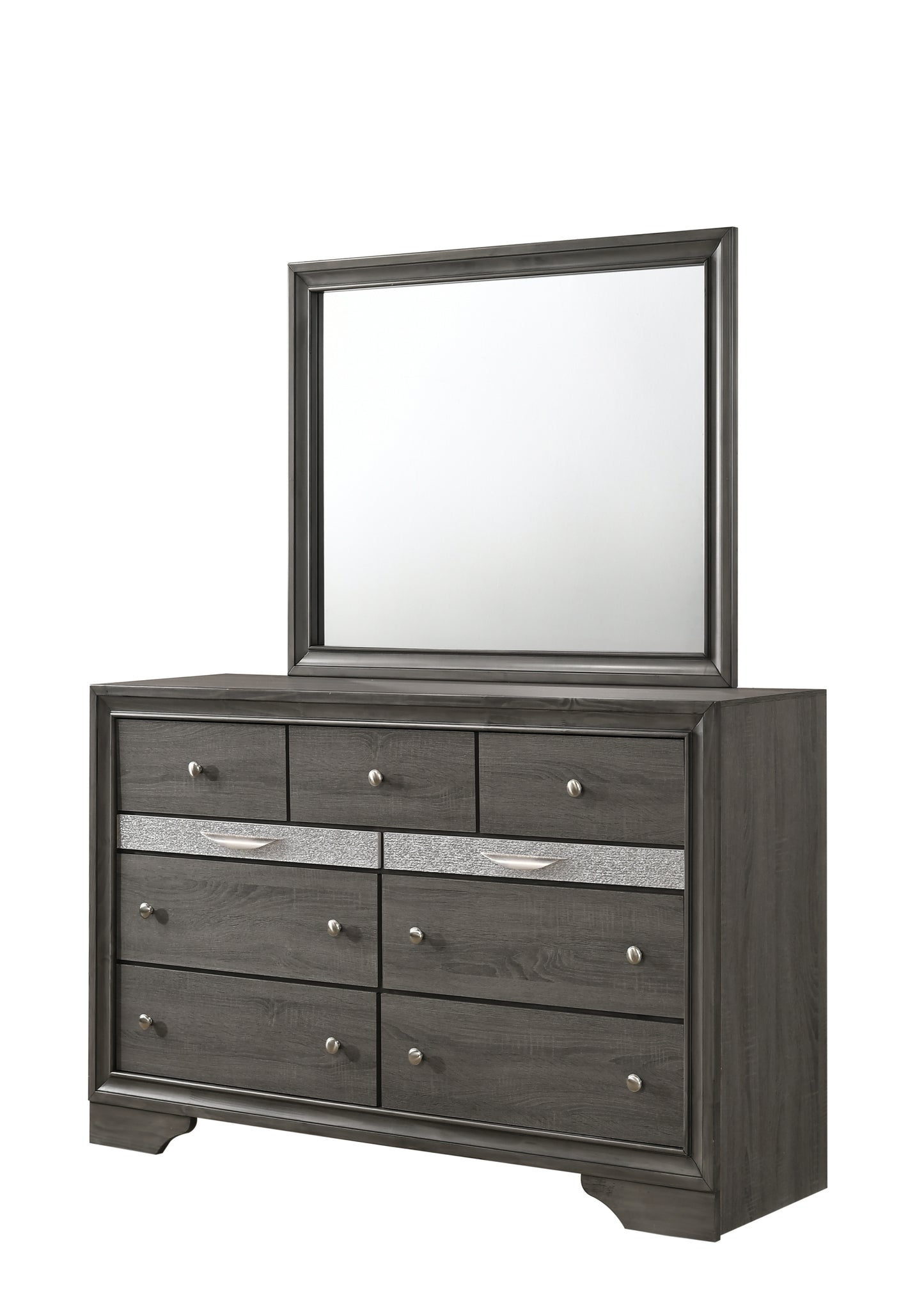 Traditional 7 Drawer Dresser made with Wood in Gray