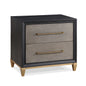 1pc Contemporary Dark Wood Finish Brushed Gold Hardware Tapered Legs Two-Drawers Nightstand Wooden