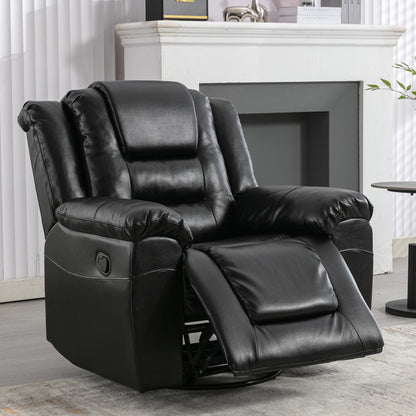 360°Swivel and Rocking Home Theater Recliner Manual Recliner Chair with Wide Armrest for Living Room,Bedroom, Black(Old Sku:PP302953AAB)