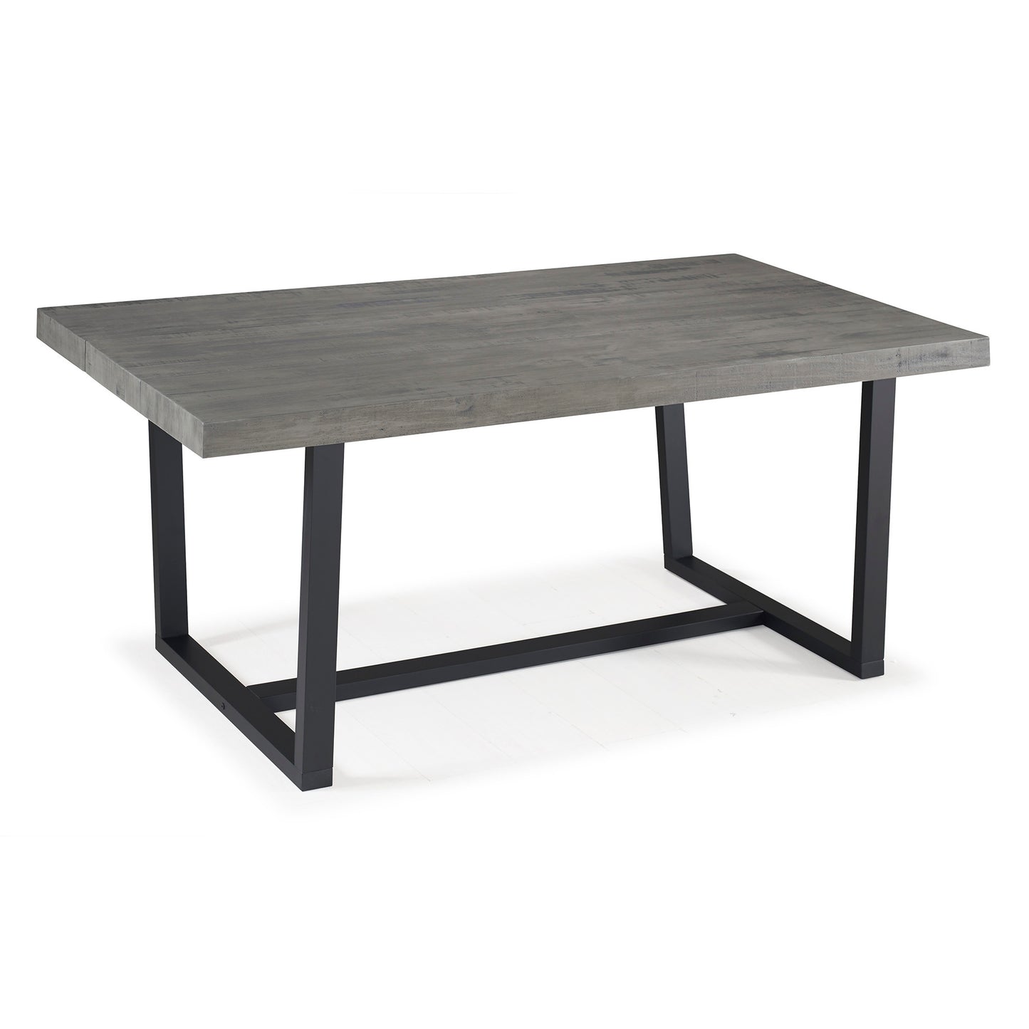 Modern Distressed Solid Wood and Metal Open Frame Dining Table - Grey Pine 72'
