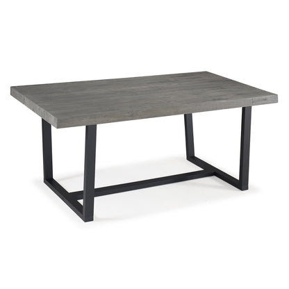 Modern Distressed Solid Wood and Metal Open Frame Dining Table - Grey Pine 72'