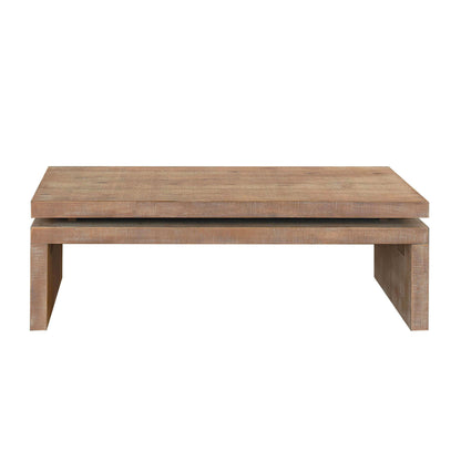 Modern Rustic Wood Coffee Table – Rectangular Living Room Center Table with Floating Top Design 47.6' L * 23.6' W * 16.3' H