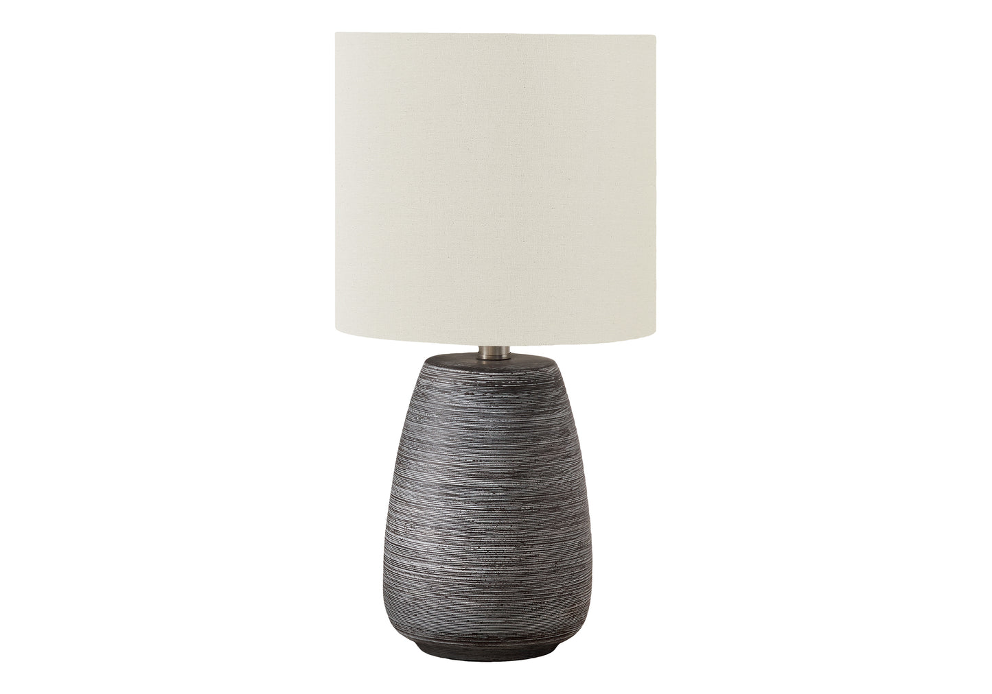 Lighting, 19'h, Table Lamp, Grey Ceramic, Ivory / Cream Shade, Contemporary