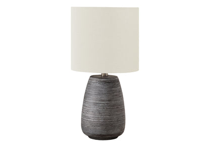 Lighting, 19'h, Table Lamp, Grey Ceramic, Ivory / Cream Shade, Contemporary