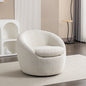 Winnie Modern Teddy Boucle Fabric Barrel Chair, 360° Swivel, White