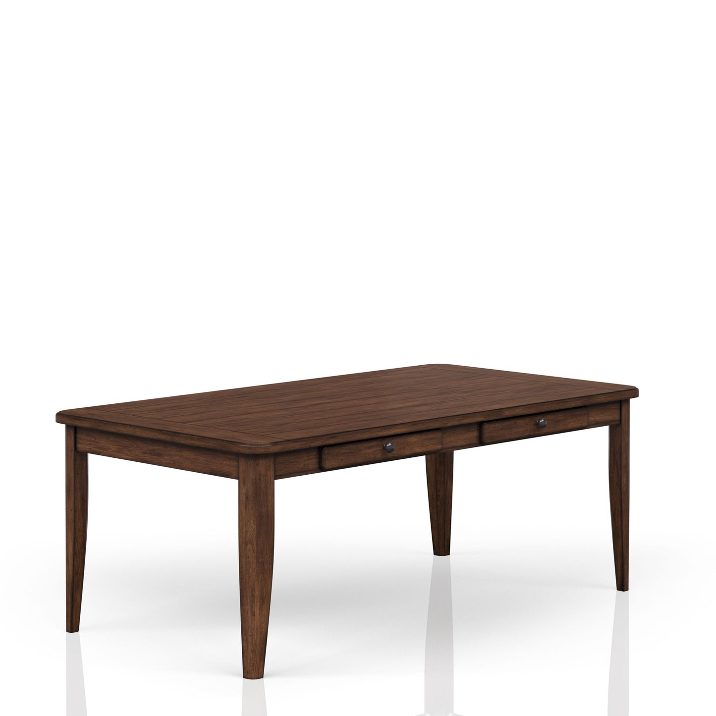 Casual Dining Table With Four Storage Drawers in Brown Finish