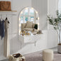 Floating Makeup Vanity Desk with Mirror & 3-Color Lights, Wall Dressing Table with Power Outlet, Compact vanity, Large Storage, White