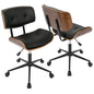 Lombardi Mid-Century Modern Adjustable Office Chair with Swivel in Walnut and Black by LumiSource