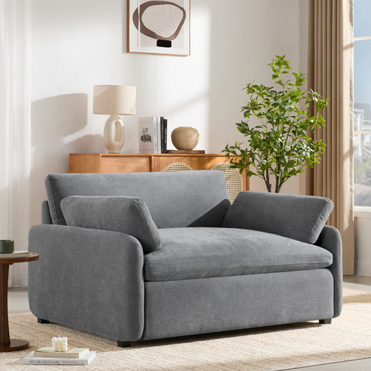 [Video]50*43' Oversized Chenille Single Sofa Chair,Wide and Deep Seat Accent Chair,Modern Upholstered Comfy Armchair,Color Blocking Couch Lounge with Pillows for Living Room,Apartment,Bedroom,7 Colors