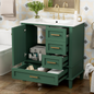 30' Bathroom Vanity in Green, Modern Bathroom Cabinet with Sink Combo Set, Bathroom Storage Cabinet with a Soft Closing Door and 3 Drawers, Solid Wood Frame