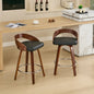 Bar Stools Set of 2, Swivel Bar Height Stools with Low Back, Wood Bar Chairs with Soft Cushion Seat, 25-Inch Seat Height (Black, 25' Counter Height)