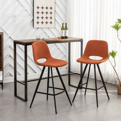 Porth Fabric Kitchen 28.25' Counter Height Stools, Set of 2, Orange