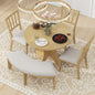 TREXM 5-piece Rustic Charm Round Dining Set with 3 Upholstered Chairs and Curved Bench for Dining Room, Kitchen and Living room (Natural)