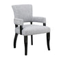 Contemporary  Arm Dining Chair with Nailhead Trim in Grey Polyester and Black Noir Finish