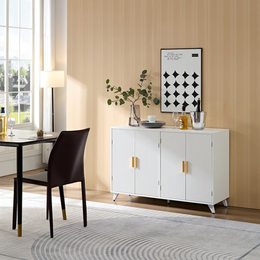 Sideboard Buffet cabinet with 4 doors and removable shelves, for living room, dining room, ivory white