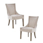 Ultra Dining Side Chair Set of 2 with Chenille Upholstery in Cream and Solid Wood Legs