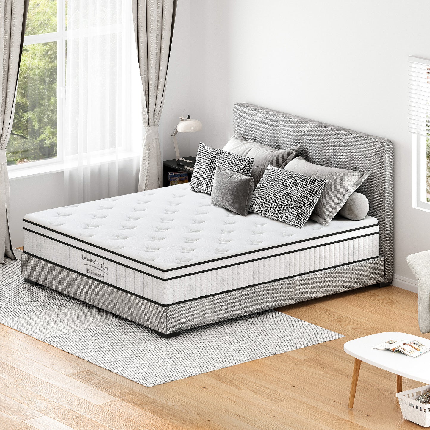 King Size Mattress,12 Inch Hybrid Mattress, Individually Pocketed Innerspring, Medium Firm