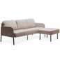 Modern Beige 3 Seater L-Shaped Polyester Fabric Sofa with Ottoman, Upholstered for Small Spaces