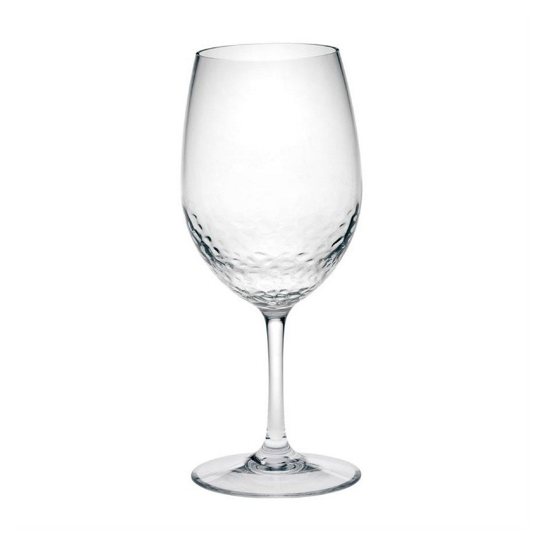 LeadingWare Tritan Hammer Plastic Wine Glasses Set of 4, Unbreakable, BPA Free, Clear, 20oz
