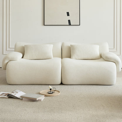 Sofa in a Box, Memory Foam 2-Seater Couch, Modern Compression Sofa with Deep Seat, No Assembly Required, Couch for Living Room Bedroom Apartment, White