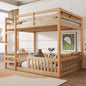Full over Full Wood Bunk Bed with Ladder and Guardrails, Natural