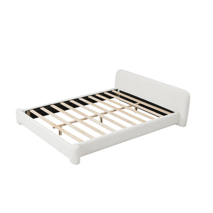 Cozy White Bouce Upholstered Bed - Dreamy Addition to Your Bedroom, Boucle Fabric, KING Size