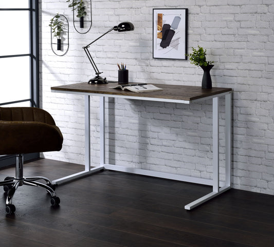 Tyrese Walnut & White Finish Writing Desk W/USB