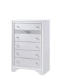 Traditional Style 5 Drawer Chest made with Wood in White color