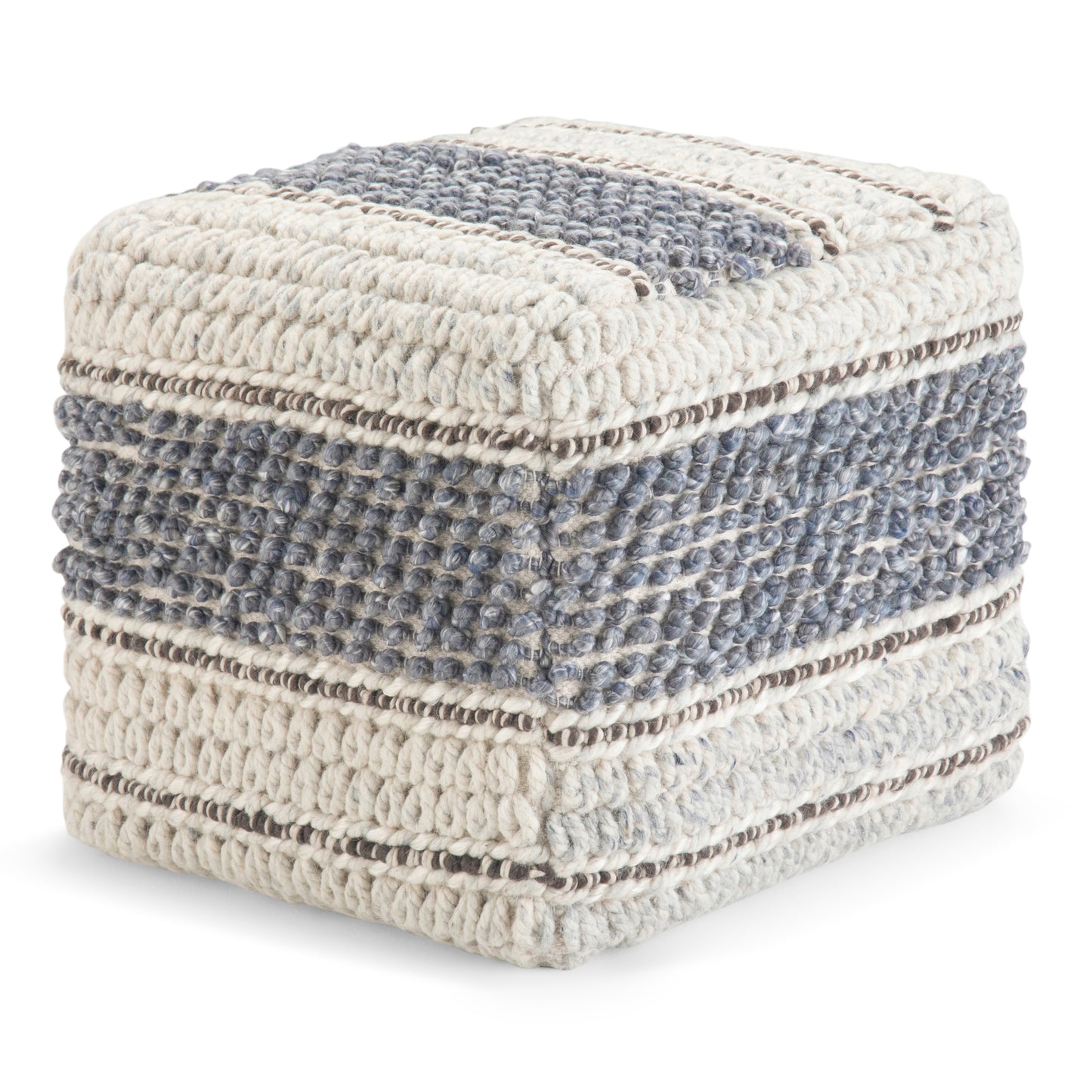 Grady - Square Pouf - Blue / Natural