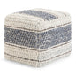 Grady - Square Pouf - Blue / Natural