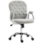 Vinsetto Teddy Fleece Home Office Chair, Button Tufted Desk Chair with Padded Armrests, Adjustable Height and Swivel Wheels, Gray