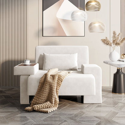 U-Can Modern Oversized Armchair, 48'' Wide Mid-Century Chair with Pillow Upholstered, Sturdy Wood Frame & Soft Cushion for Living Room