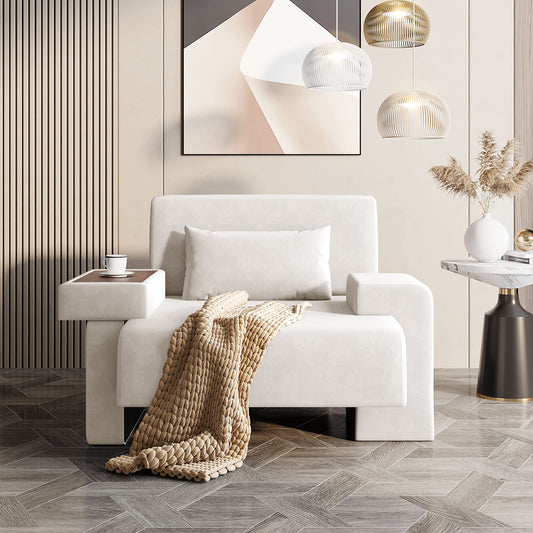 U-Can Modern Oversized Armchair, 48'' Wide Mid-Century Chair with Pillow Upholstered, Sturdy Wood Frame & Soft Cushion for Living Room