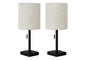 Lighting, Set Of 2, 17'h, Table Lamp, Usb Port Included, Black Metal, Beige Shade, Contemporary