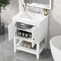 [VIDEO] 24' White Modern Sleek Bathroom Vanity Elegant Ceramic Sink with Solid Wood Frame Open Style Shelf