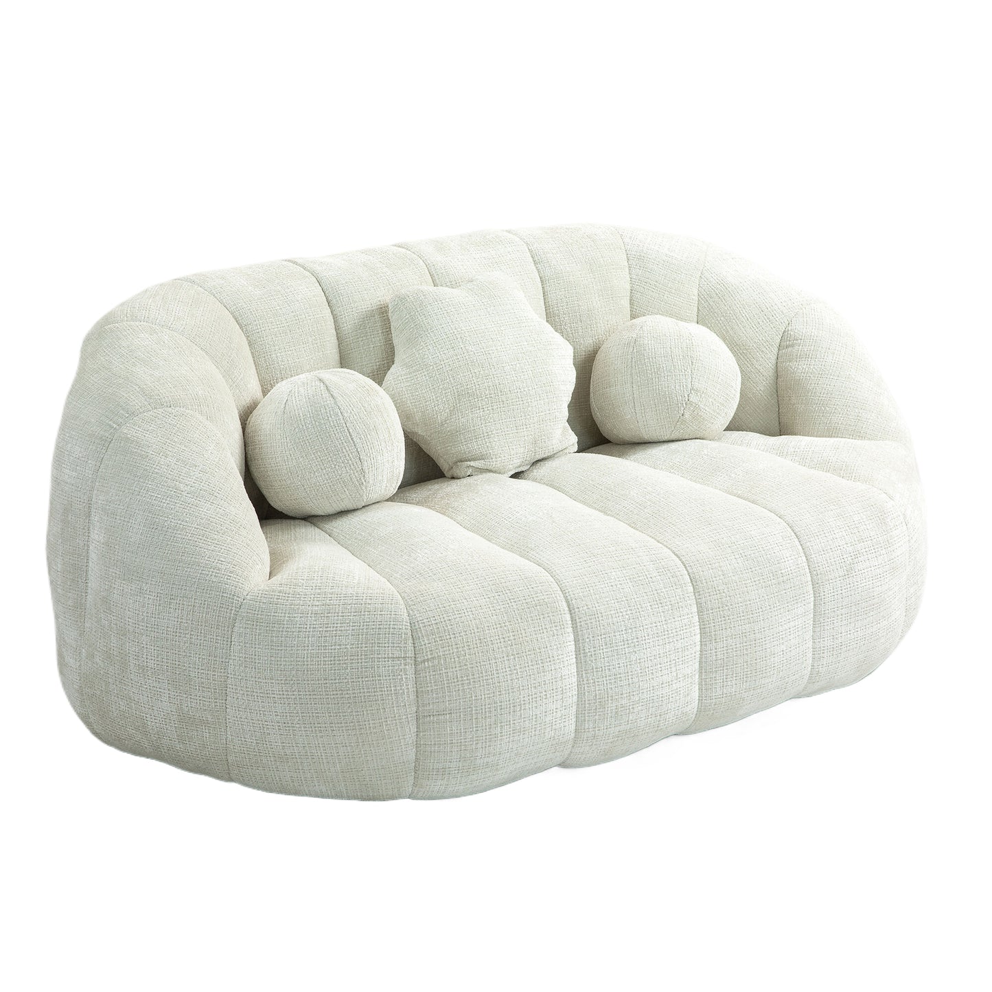 High Back Bean Bag Sofa Couch for Adults and Kids, Comfortable White Chenille Lounger, Indoor & Outdoor Use