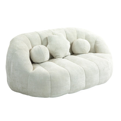 High Back Bean Bag Sofa Couch for Adults and Kids, Comfortable White Chenille Lounger, Indoor & Outdoor Use