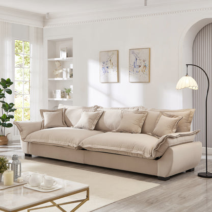 Modular Sectional Sofa, Sailing Design Sofa with Storage, Removable Backrest, Modern Deep Seat Sofa with Throw Pillows for Living Room Bedroom Apartment,Light Khaki