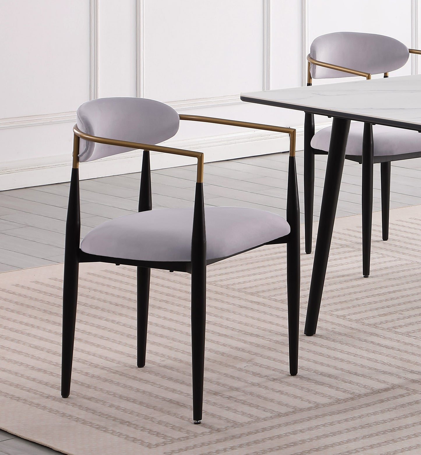 Modern Contemporary 2pcs Side Chairs Gray Fabric Upholstered Ultra Stylish Chairs Set