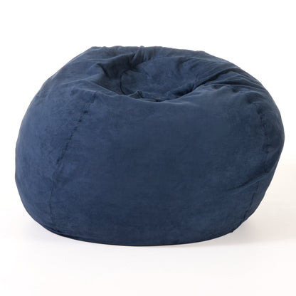 Comfortable High-Density Shredded Foam Bean Bag Chair with Removable Microsuede Cover, Midnight Blue